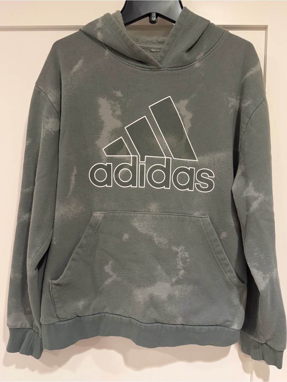 Boy’s Adidas Sage Green Washed Hoodie with White Logo